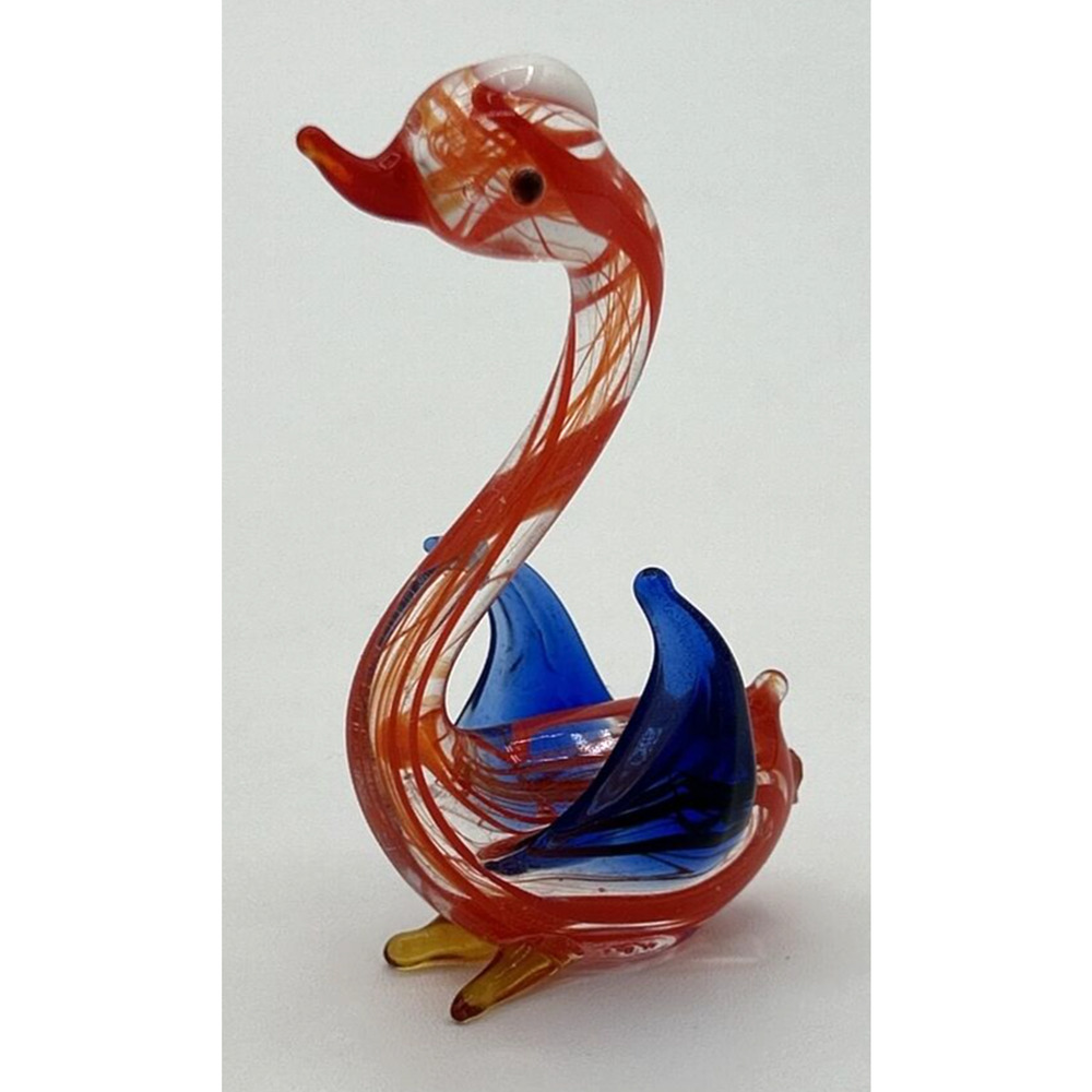 Vintage‎ Unique Blown Glass Swan Figurine 3" Tall SKU PB197